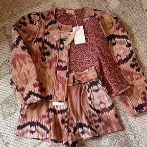 NWT Ulla Johnson Bohemian Patterned Jacket and Shorts Set